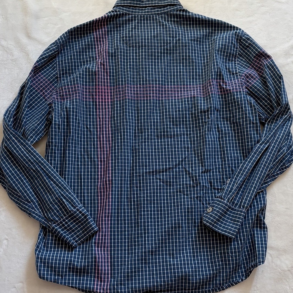 Tommy Bahama Plaid Button Down Shirt L Blue Pink 100% Cotton - Picture 4 of 6